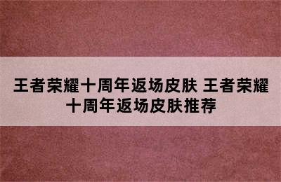 王者荣耀十周年返场皮肤 王者荣耀十周年返场皮肤推荐